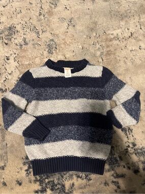 Toddler Navy and Light Gray Striped Crewneck Sweater
